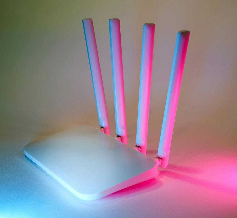 White wifi router with four antennas